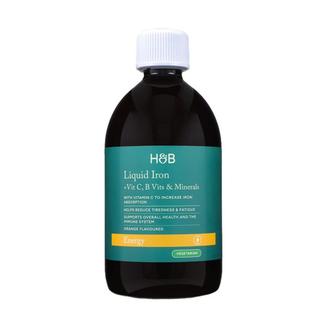 H&B geležis, B grupės vitaminai, vitaminas C ir mineralais, skystis, 500 ml