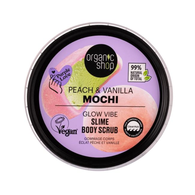 ORGANIC SHOP PEACH & VANILLA MOCHI GLOW VIBE SLIME kūno šveitiklis, 250 ml