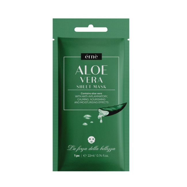 ERNE ALOE VERA lakštinė veido kaukė, 22 ml