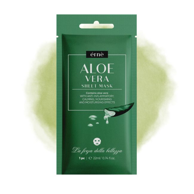 ERNE ALOE VERA lakštinė veido kaukė, 22 ml