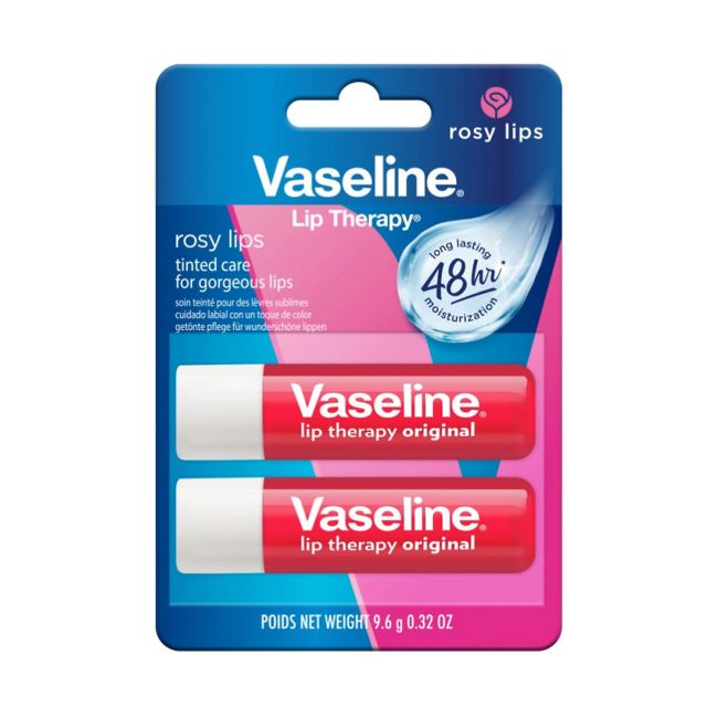 VASELINE THERAPY ROSY lūpų balzamai (2 x 4,8 g)