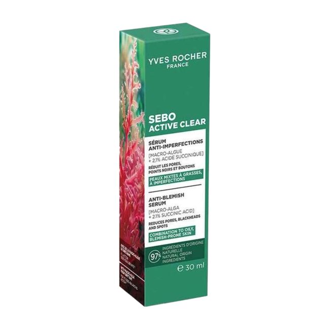 YVES ROCHER SEBO ACTIVE CLEAR ANTI-BLEMISH veido serumas, 30 ml