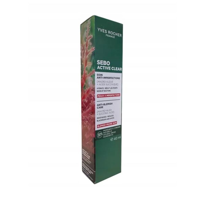 YVES ROCHER SEBO ACTIVE CLEAR ANTI-BLEMISH CARE veido priežiūros priemonė, 40 ml