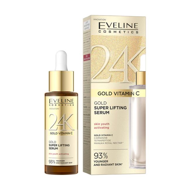 EVELINE 24K GOLD VITAMIN C SUPER LIFTING veido serumas, 30 ml