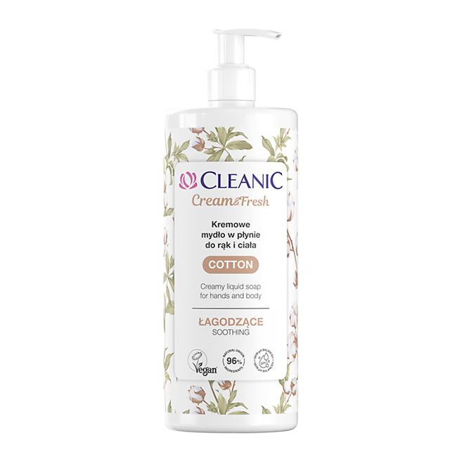 CLEANIC COTTON SOOTHING rankų ir kūno skystasis muilas, 500 ml
