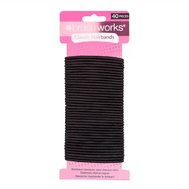 BRUSHWORKS CLASSIC HAIRBANDS plaukų gumytės (40 vnt.)