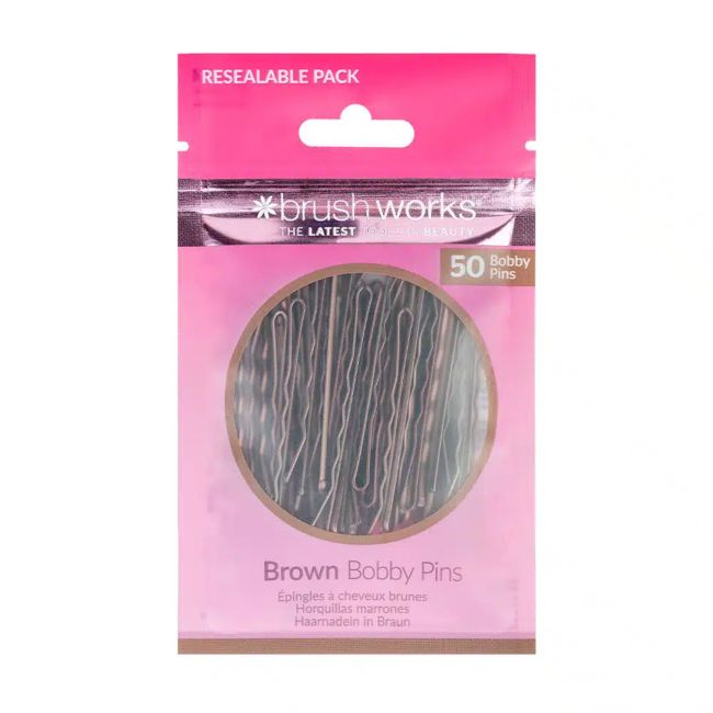 BRUSHWORKS BROWN BOBBY plaukų segtukai (50 vnt.)