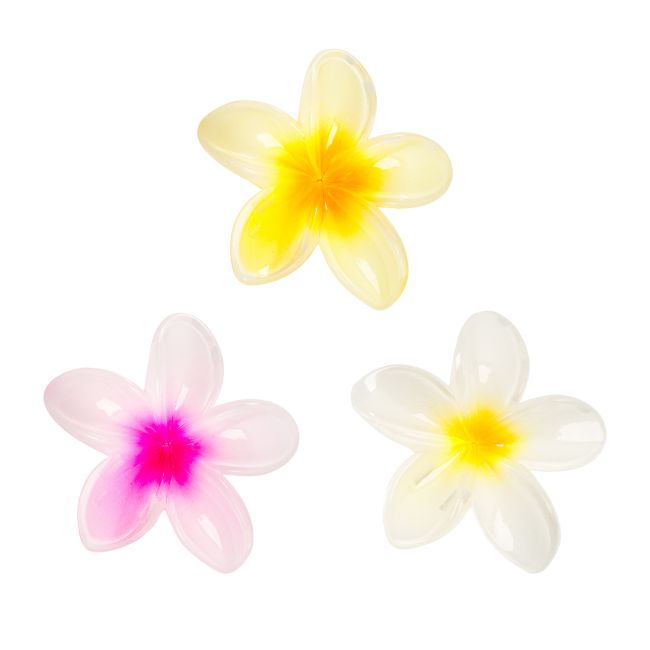 BRUSHWORKS TROPICAL FLOWER CLAW CLIPS plaukų žnyplės (3 vnt.)