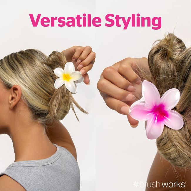 BRUSHWORKS TROPICAL FLOWER CLAW CLIPS plaukų žnyplės (3 vnt.)
