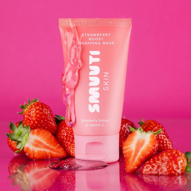 SMUUTI SKIN STRAWBERRY BOOST WRAPPING nulupamoji veido kaukė, 70 ml