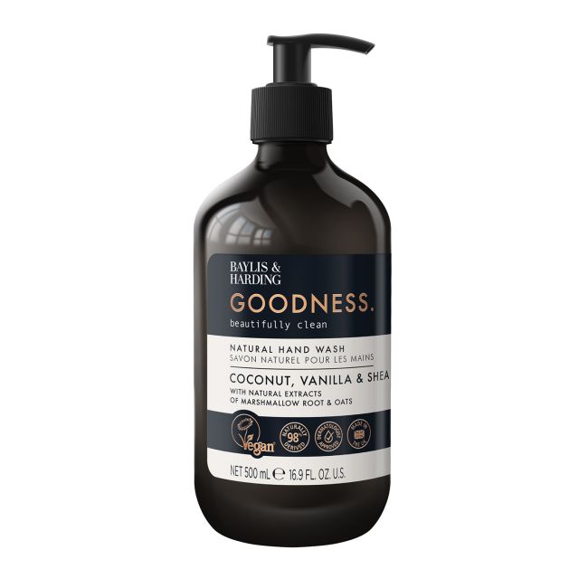 BAYLIS & HARDING GOODNESS COCONUT, VANILLA & SHEA rankų prausiklis, 500 ml