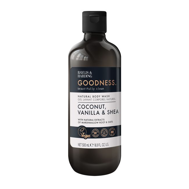 BAYLIS & HARDING GOODNESS COCONUT, VANILLA & SHEA kūno prausiklis, 500 ml