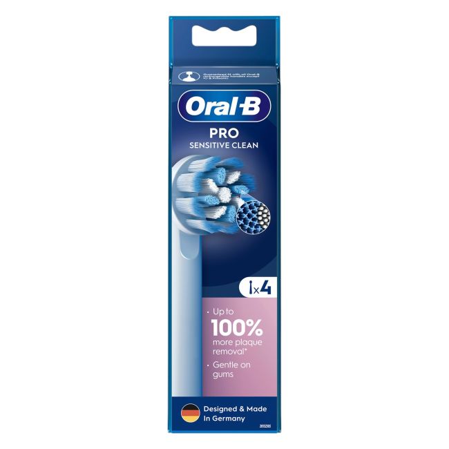 ORAL-B PRO SENSITIVE CLEAN keičiamosios elektrinio dantų šepetėlio galvutės (4 vnt.)
