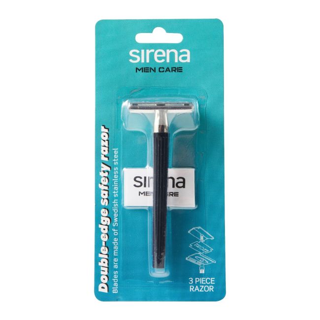 SIRENA MEN CARE DOUBLE-EDGE dviašmenis apsauginis skustuvas su peiliukais (1 vnt.)
