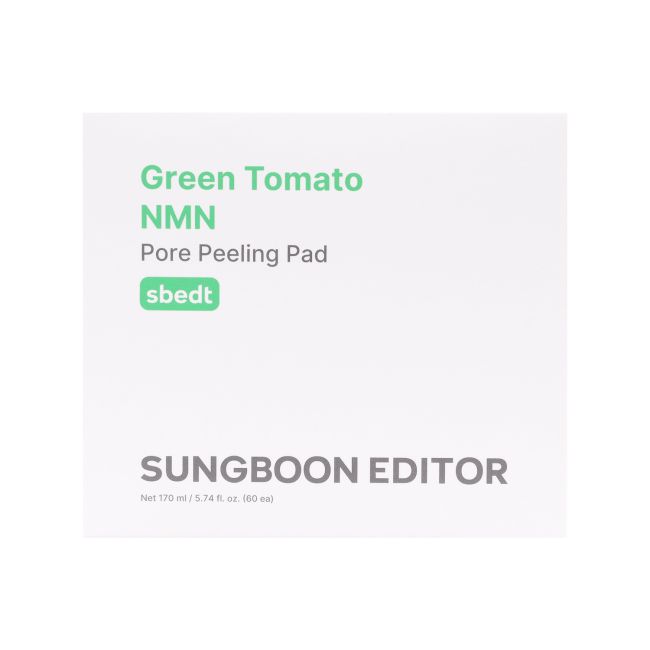 SUNGBOON EDITOR GREEN TOMATO NMN šveičiamieji porų padukai (170 ml / 60 vnt/)