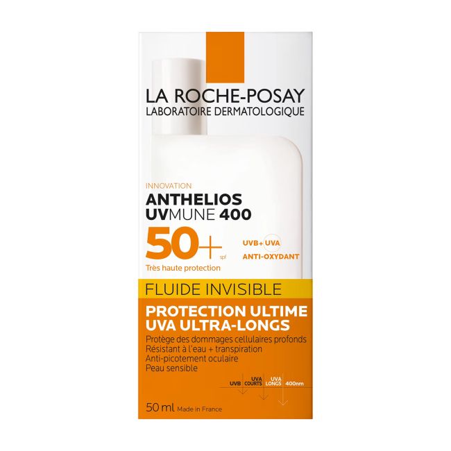 LA ROCHE-POSAY ANTHELIOS UVMUNE 400 SPF50+ INVISIBLE veido fluidas, 50 ml