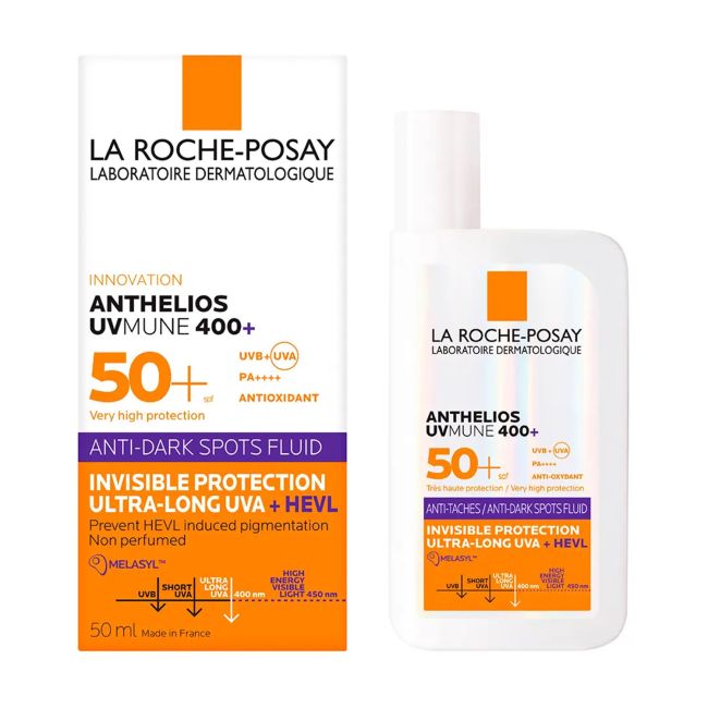 LA ROCHE-POSAY ANTHELIOS UVMUNE 400 SPF50+ NTI-DARK SPOTS veido fluidas, 50 ml