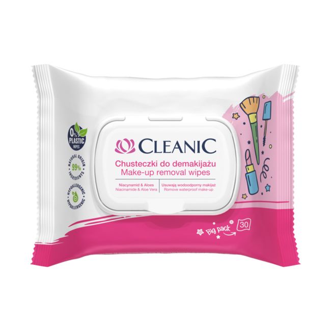 CLEANIC I LOVE drėgnos servetėlės makiažui valyti (30 vnt.)