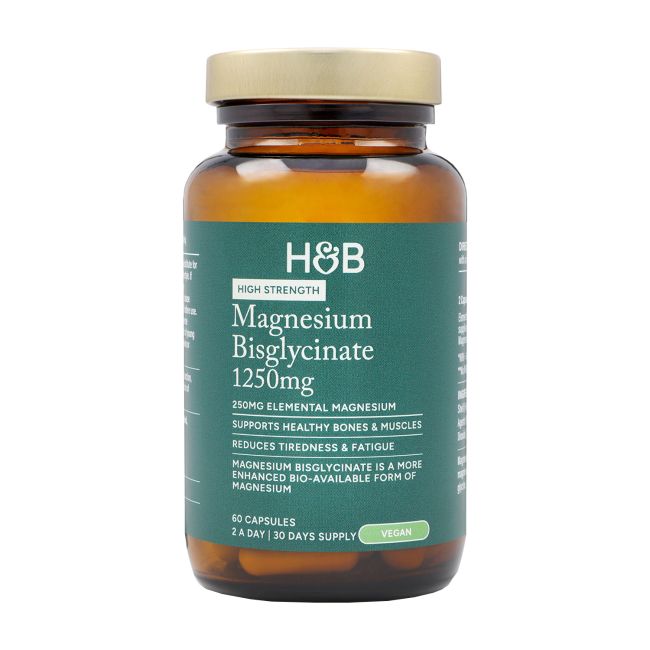 H&B HIGH STRENGTH magnio bisglicinatas 1250 mg, 60 kapsulių