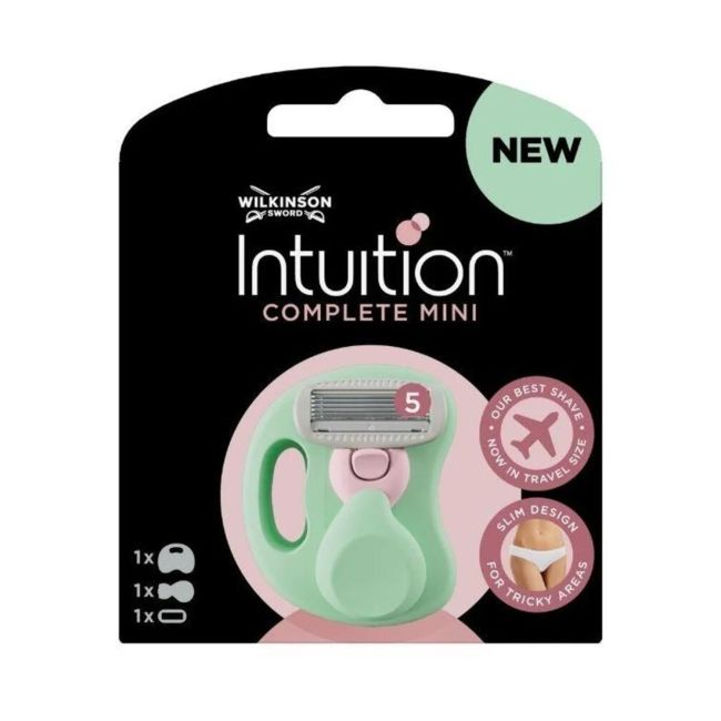 WILKINSON SWORD INTUITION MINI kelioninis moterų skustuvas su dėklu