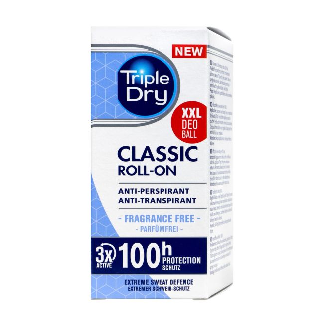TRIPLE DRY CLASSIC FRAGRANCE FREE rutulinis antiperspirantas, 50 ml