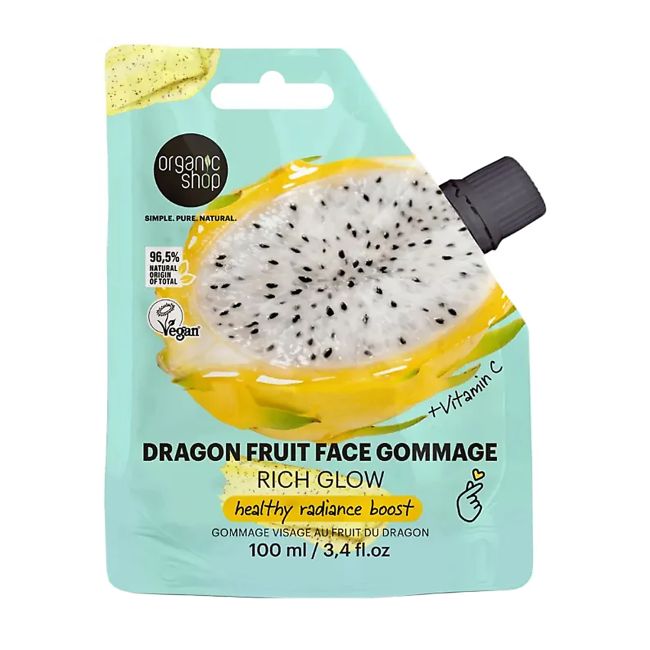 ORGANIC SHOP DRAGON FRUIT FACE GOMMAGE RICH GLOW veido šveitiklis, 100 ml