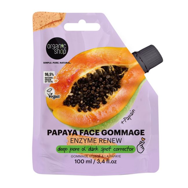 ORGANIC SHOP PAPAYA FACE GOMMAGE ENZYME RENEW veido šveitiklis, 100 ml