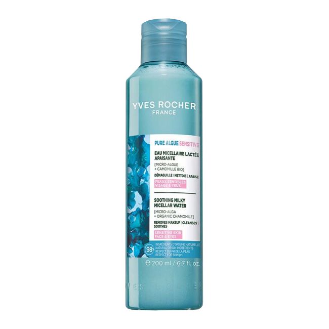 YVES ROCHER PURE ALGUE SENSITIVE SOOTHING MILKY micelinis vanduo, 200 ml