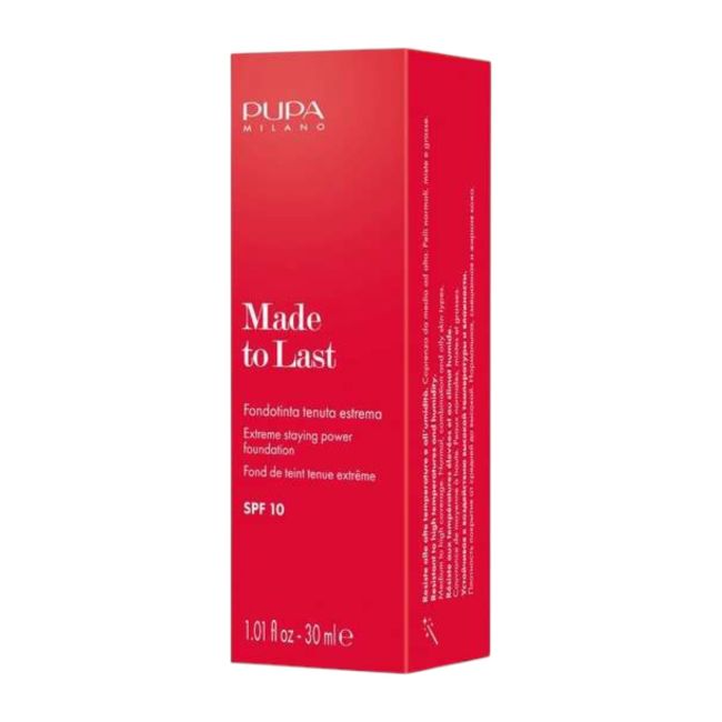 PUPA MADE TO LAST SPF10 makiažo pagrindas, 30 ml