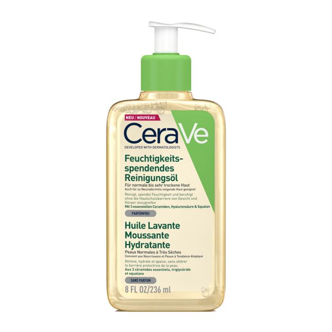 CERAVE HYDRATING drėkinamasis putojantis veido valiklis su aliejumi, 236 ml