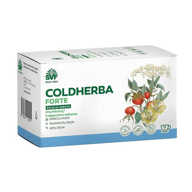 ŠVENČIONIŲ VAISTAŽOLĖS COLDHERBA žolelių arbata imuinitetui kvėpavimo takams, 20 pakelių