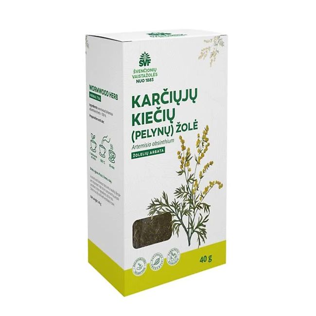 ŠVENČIONIŲ VAISTAŽOLĖS KARČIŲJŲ KIEČIŲ PELYNŲ ŽOLĖ, žolelių arbata 40g