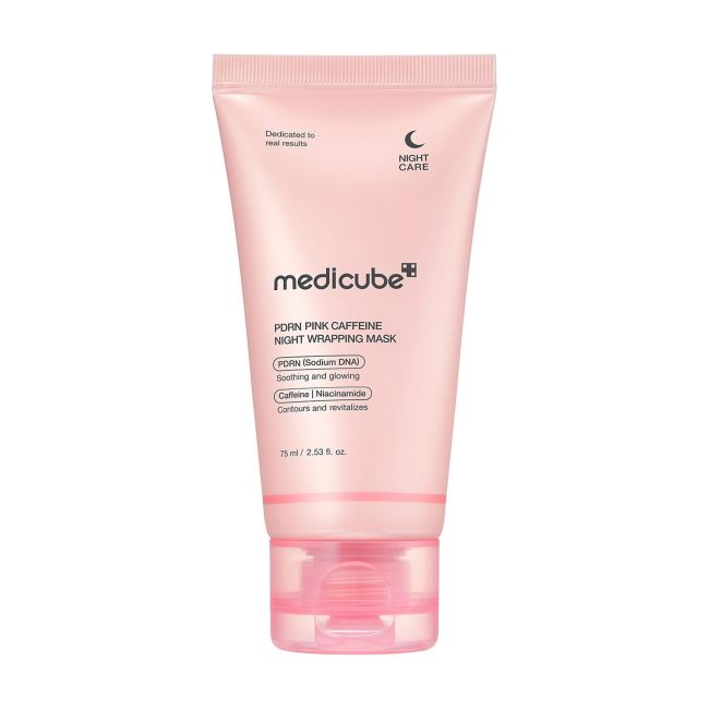 MEDICUBE PDRN PINK CAFFEINE NIGHT WRAPPING naktinė veido kaukė, 75 ml