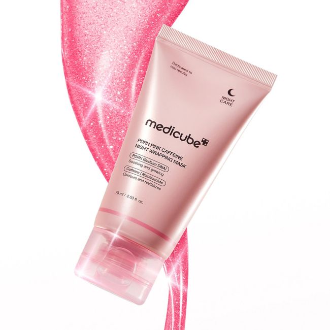 MEDICUBE PDRN PINK CAFFEINE NIGHT WRAPPING naktinė veido kaukė, 75 ml