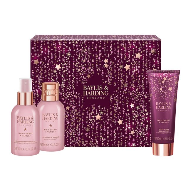 BAYLIS & HARDING PAMPER TRIO WILD CHERRY & VANILLA dovanų rinkinys