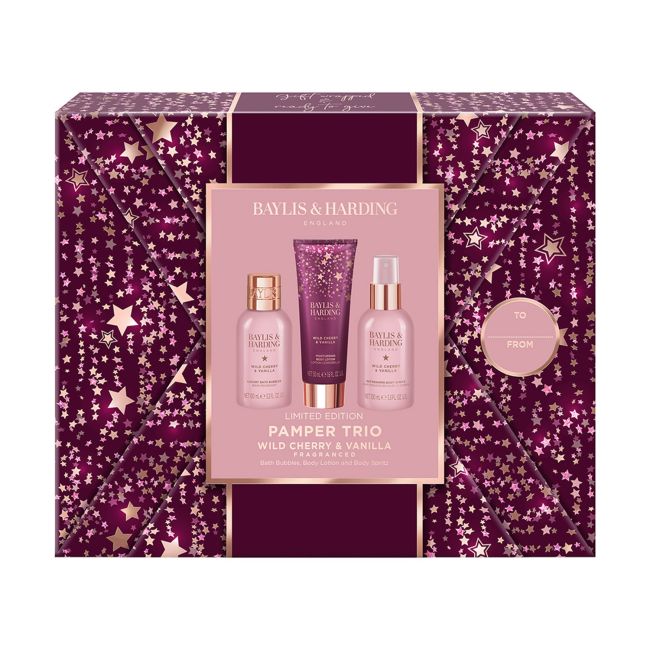 BAYLIS & HARDING PAMPER TRIO WILD CHERRY & VANILLA dovanų rinkinys