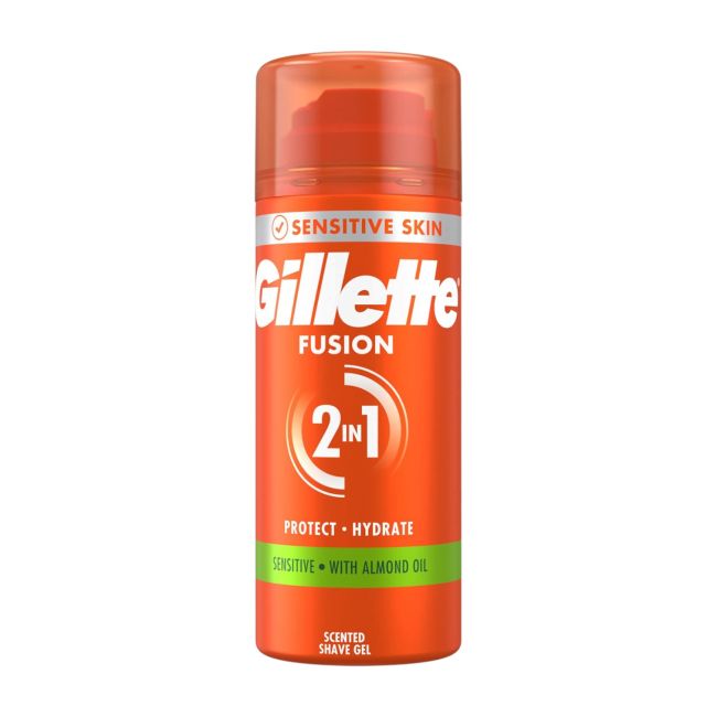 GILLETTE FUSION SENSITIVE SKIN 2IN1 skutimosi želė, 75 ml