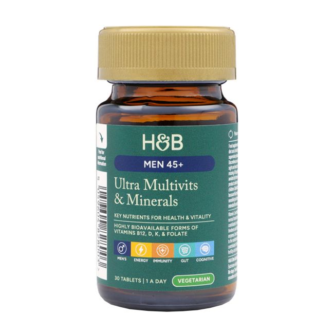 H&B ULTRA multivitaminai ir mineralai 45+ vyrams, 30 tablečių