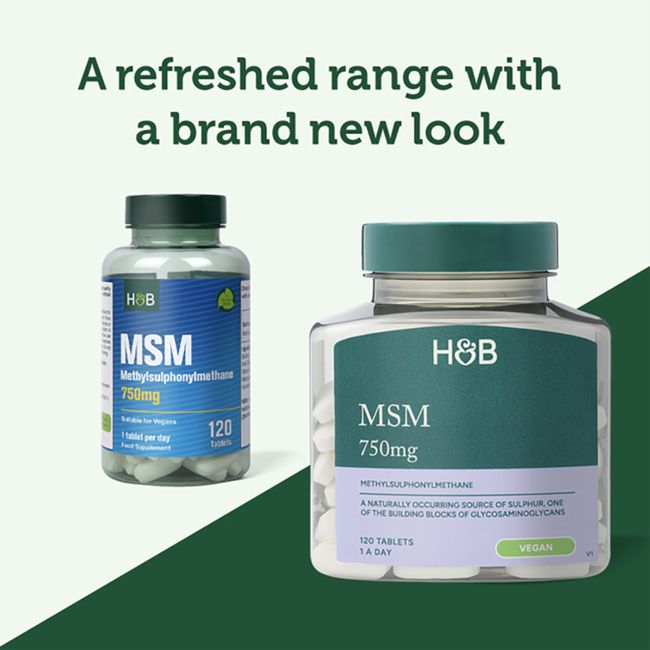 H&B metilsulfonilmetanas (MSM) 750 mg, 120 tablečių