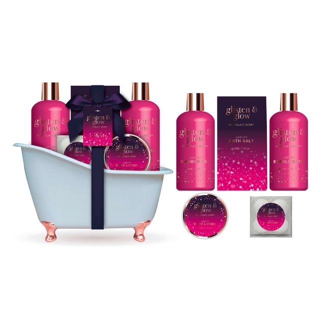 GLOSS! GLISTEN & GLOW POMEGRANATE vonios kosmetikos rinkinys