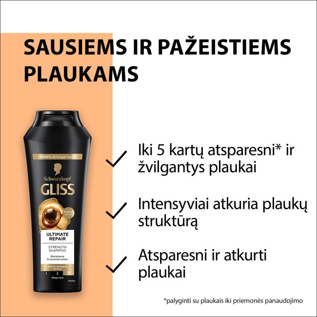 GLISS ULTIMATE REPAIR plaukų šampūnas, 400 ml