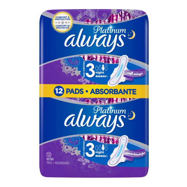 ALWAYS PLATINUM kvepiantys higieniniai paketai "Night" (12 vnt.)