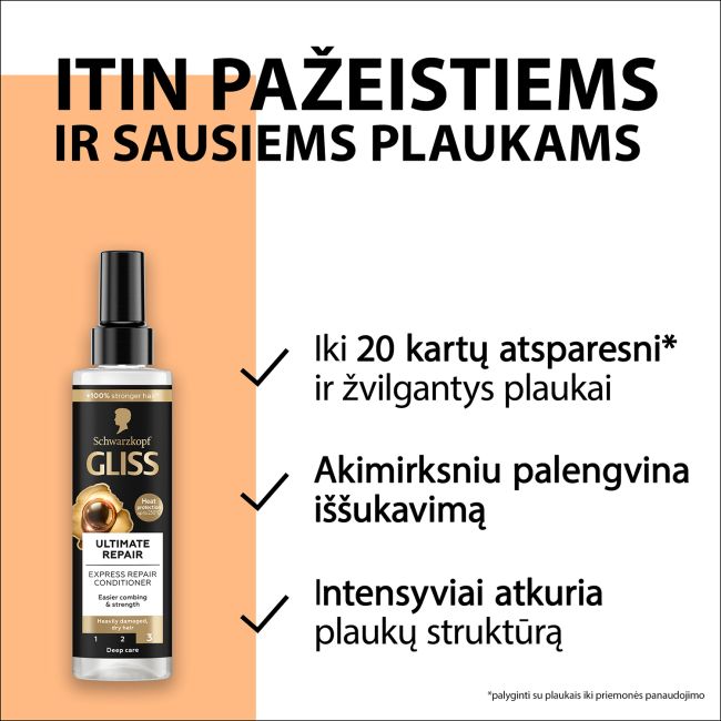 GLISS ULTIMATE REPAIR purškiamasis kondicionierius, 200 ml