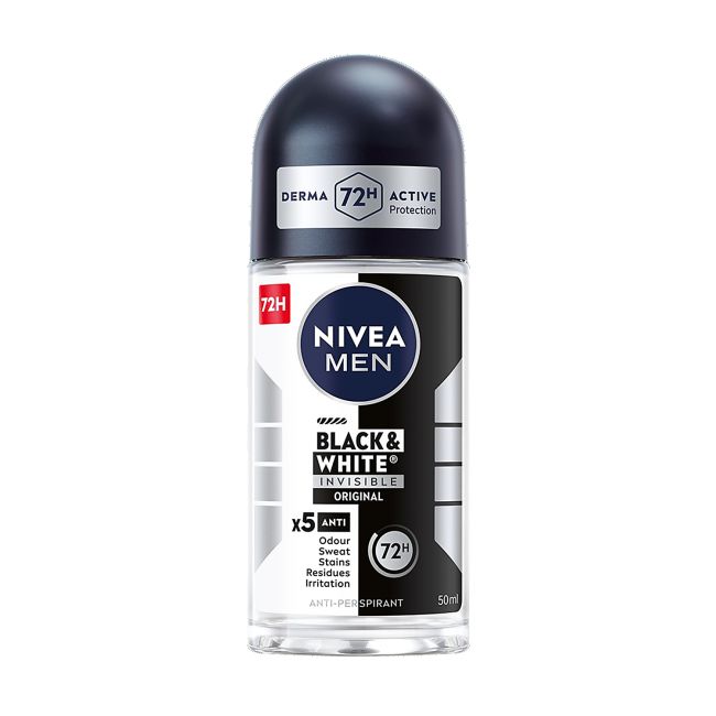 NIVEA BLACK & WHITE rutulinis vyrų dezodorantas antiperspirantas, 50 ml