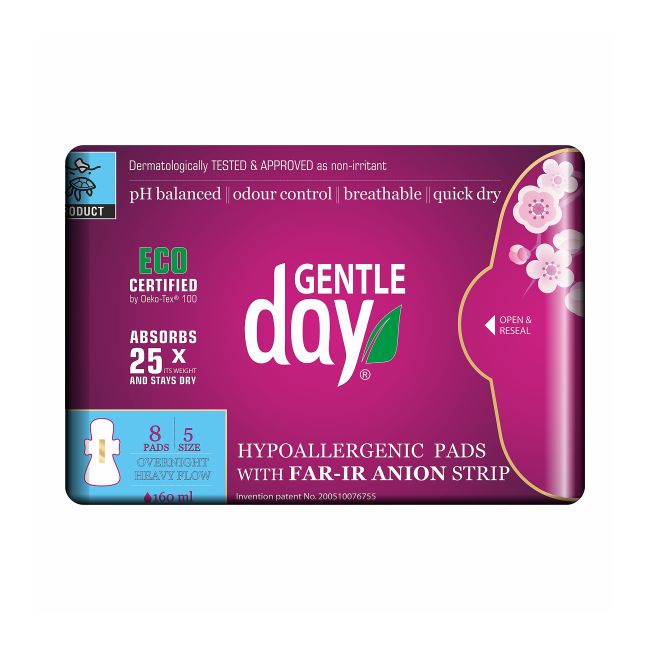 GENTLE DAY higieniniai paketai "Overnight" (8 vnt.)