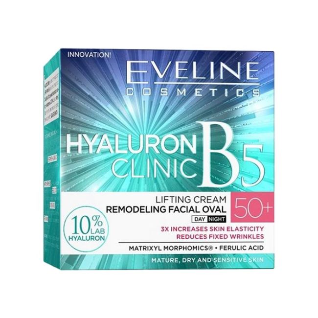 EVELINE HYALURON CLINIC B5 50+ veido kremas, 50 ml