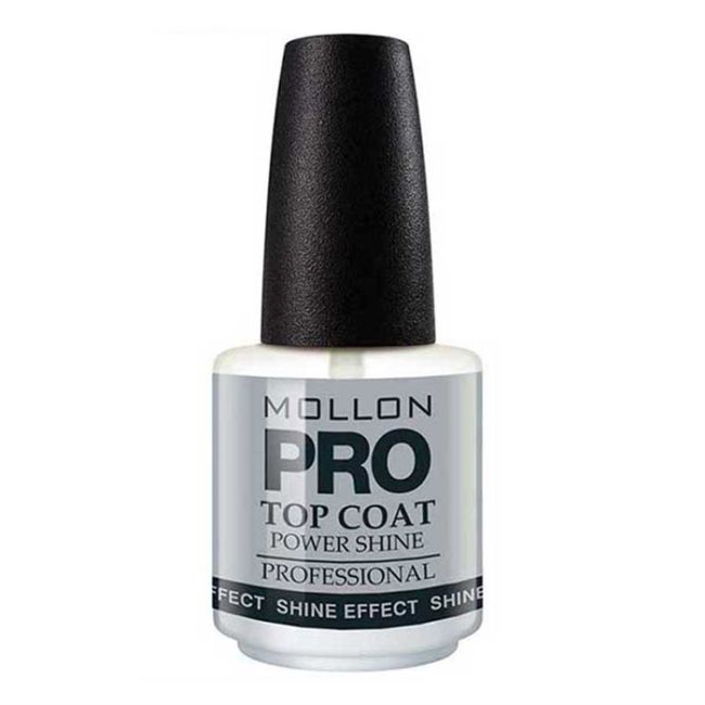 MOLLON PRO POWER SHINE viršutinis nagų lako sluoksnis, 15 ml