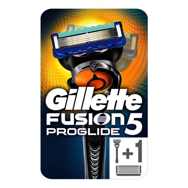 GILLETTE FFUSION PROGLIDE skustuvas ir 2 keičiamosios galvutės