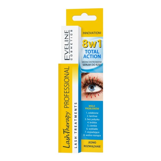 EVELINE 8 W 1 blakstienų serumas "Total action", 10 ml