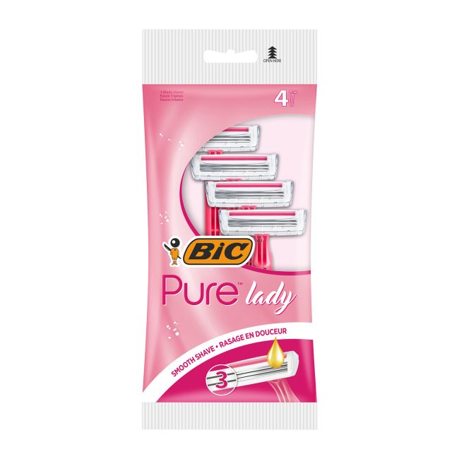 BIC PURE 3 vienkartiniai moterų skustuvai (4 vnt.)